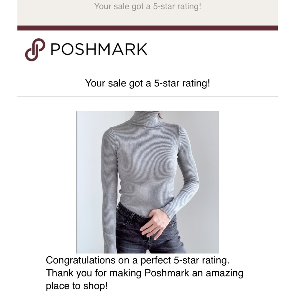 LIGHT GRAY SLIM FIT TURTLENECK TOP - Picture 4 of 9